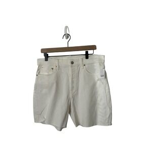 Gap cheeky midi short high rise women white shorts cut off distressed 31 12r new